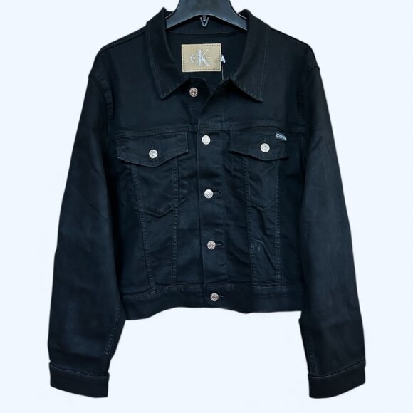 Calvin Klein Women's Classic Trucker Denim Jacket Black Size XL - Picture 5 of 7
